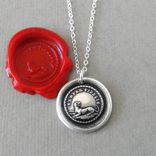 Load image into Gallery viewer, Always Faithful Dog Wax Seal Necklace in Silver Latin motto Semper Fidelis - RQP Studio
