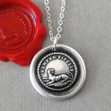 Load image into Gallery viewer, Always Faithful Dog Wax Seal Necklace in Silver Latin motto Semper Fidelis - RQP Studio
