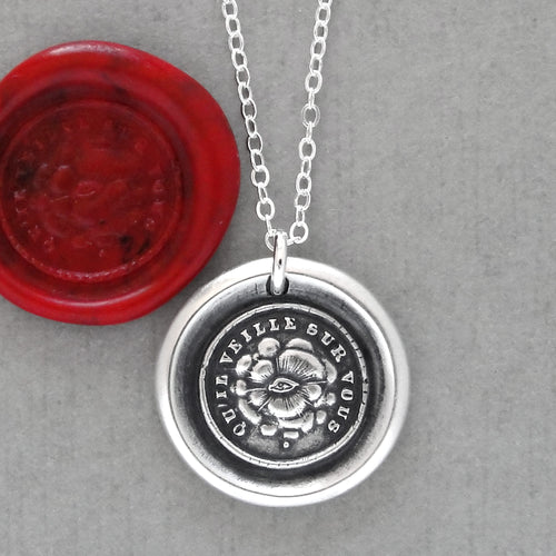 Wax Seal Necklace It Watches Over You - All-seeing Eye Of Providence Antique Silver Wax Seal Jewelry