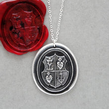 Load image into Gallery viewer, Love Hope Faith - Wax Seal Necklace christian anchor sacred heart chalice - shield wax seal charm jewelry - RQP Studio
