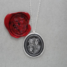Load image into Gallery viewer, Love Hope Faith - Wax Seal Necklace christian anchor sacred heart chalice - shield wax seal charm jewelry - RQP Studio

