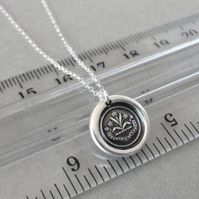 Load image into Gallery viewer, By Effort And Hard Work - Silver Wax Seal Necklace - Forget Me Not Flower
