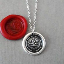 Load image into Gallery viewer, By Effort And Hard Work - Silver Wax Seal Necklace - Forget Me Not Flower
