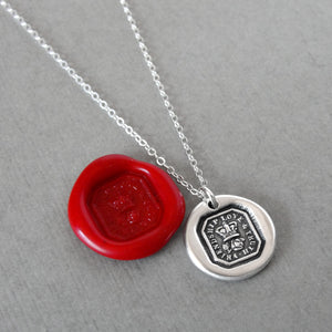 Friendship Love Truth - Wax Seal Necklace With Crown And Rose - Antique Wax Seal Jewelry
