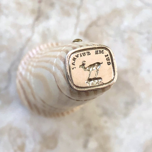 Wax seal stamp with a goat and French motto, made by RQP Studio