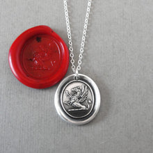 Load image into Gallery viewer, Silver Iron Cross Griffin Wax Seal Necklace - Strength Courage Symbol
