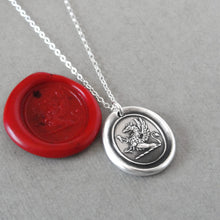 Load image into Gallery viewer, Silver Iron Cross Griffin Wax Seal Necklace - Strength Courage Symbol
