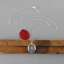 Load image into Gallery viewer, In This Sign You Shall Conquer Wax Seal Necklace In Silver - Antique Cross Wax Seal Jewelry
