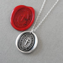 Load image into Gallery viewer, In This Sign You Shall Conquer Wax Seal Necklace In Silver - Antique Cross Wax Seal Jewelry
