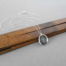 Load image into Gallery viewer, In This Sign You Shall Conquer Wax Seal Necklace In Silver - Antique Cross Wax Seal Jewelry
