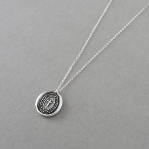 In This Sign You Shall Conquer Wax Seal Necklace In Silver - Antique Cross Wax Seal Jewelry