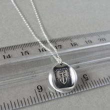 Load image into Gallery viewer, Hope Sustains Me - Anchor Wax Seal Necklace - Antique Silver Wax Seal Jewelry - RQP Studio
