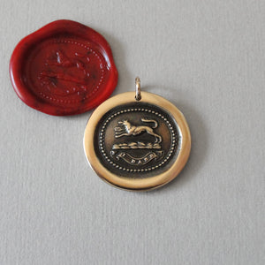 Wolf Wax Seal Pendant - I Dare - Bronze Wax Seal Jewelry - RQP Studio