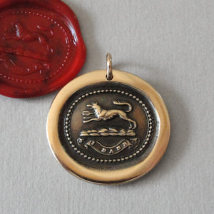 Wolf Wax Seal Pendant - I Dare - Bronze Wax Seal Jewelry - RQP Studio