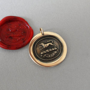 Wolf Wax Seal Pendant - I Dare - Bronze Wax Seal Jewelry - RQP Studio