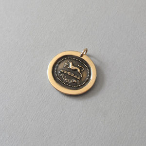 Wolf Wax Seal Pendant - I Dare - Bronze Wax Seal Jewelry - RQP Studio