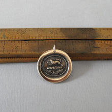 Load image into Gallery viewer, Wolf Wax Seal Pendant - I Dare - Bronze Wax Seal Jewelry - RQP Studio
