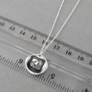 Wax seal necklace with Italian love motto "If I Lose You I Am Lost". Antique wax seal jewelry with guiding star made in silver.