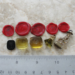 Antique Wax Seal Intaglios Lot of 5 Desk Seals 19th Century Victorian Christian Religious Theme