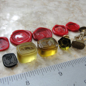 Antique Wax Seal Intaglios Lot of 5 Desk Seals 19th Century Victorian Christian Religious Theme