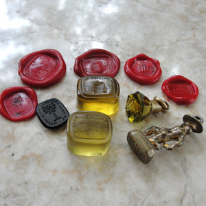 Antique Wax Seal Intaglios Lot of 5 Desk Seals 19th Century Victorian Christian Religious Theme