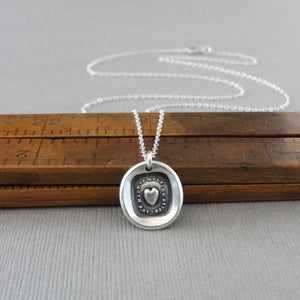 Melting Heart Wax Seal Necklace - Antique Wax Seal Jewelry In Silver Sweet Love Made Of Melting Stuff