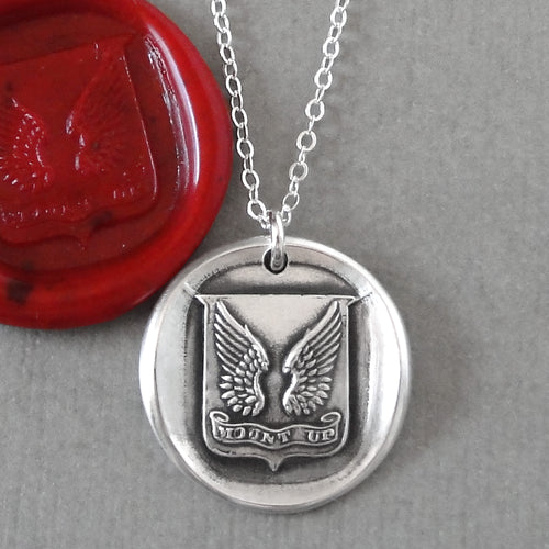 Mount Up - Protection Wings Silver Wax Seal Necklace - RQP Studio