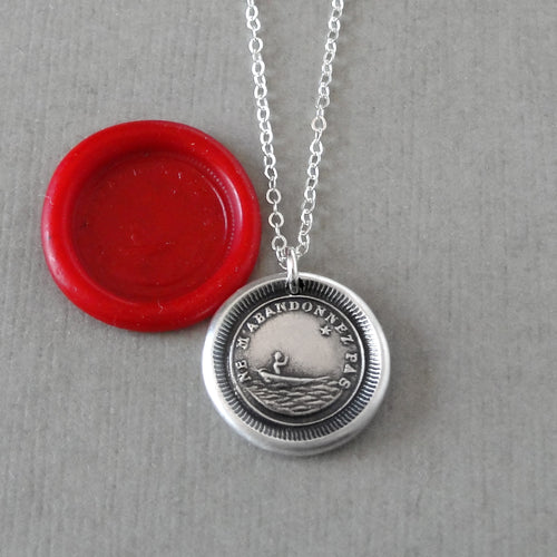 Do Not Leave Me - Silver Wax Seal Necklace Guided By North Star - Forsake Me Not - RQP Studio