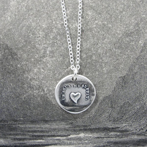 Wax Seal Necklace Heart - One Is Enough For Me - antique wax seal charm jewelry French Love Motto