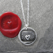 Load image into Gallery viewer, Wax Seal Necklace Heart - One Is Enough For Me - antique wax seal charm jewelry French Love Motto
