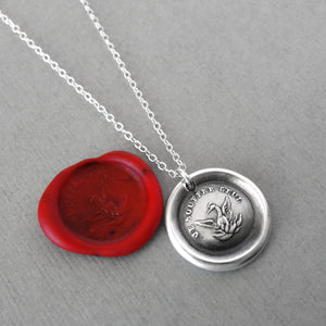 Phoenix Wax Seal Necklace Rise Again antique wax seal charm jewelry French motto I Suffer Alone - RQP Studio