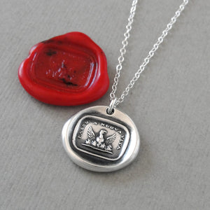 Phoenix Wax Seal Necklace In Silver - Step To A New Life - Phoenix Rising From Ashes