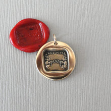 Load image into Gallery viewer, Far Apart Close At Heart - Bronze Wax Seal Jewelry Pendant  Reach Across The Miles Motto
