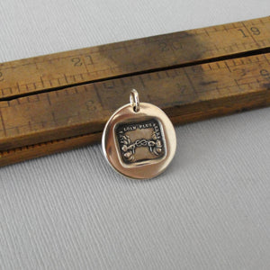 Far Apart Close At Heart - Bronze Wax Seal Jewelry Pendant  Reach Across The Miles Motto