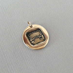 Far Apart Close At Heart - Bronze Wax Seal Jewelry Pendant  Reach Across The Miles Motto