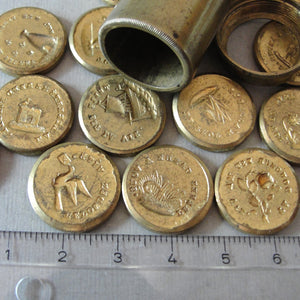 Very Rare Antique French Multi Wax Seal Set 14 double sided seals by Brasseux Paris