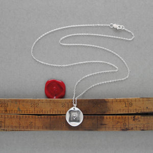 Silver Skull Wax Seal Necklace -antique wax seal charm jewelry Memento Mori