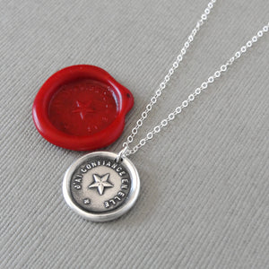 North Star Wax Seal Necklace - Antique Wax Seal Jewelry With Guiding Star Polaris French motto I Trust It