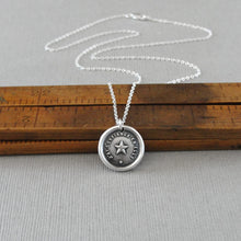 Load image into Gallery viewer, North Star Wax Seal Necklace - Antique Wax Seal Jewelry With Guiding Star Polaris French motto I Trust It
