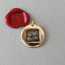 Load image into Gallery viewer, Wax Seal Charm Trees Distant Love Motto - antique wax seal jewelry pendant motto Vain Destiny Separates Us - RQP Studio
