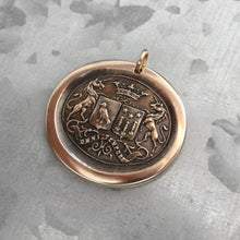 Load image into Gallery viewer, Unicorn Wax Seal Pendant - antique wax seal jewelry pendant Latin motto Courage Virtue Strength - RQP Studio
