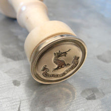 Load image into Gallery viewer, Wolf Wax Seal Stamp - Remake of Antique Wax Seal, Who Endures Conquers motto
