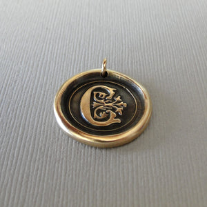 Wax Seal Charm Initial C - wax seal jewelry pendant alphabet charms Letter C
