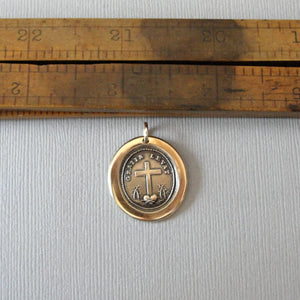 Wax Seal Pendant God's Grace Uplifts - Antique Wax Seal Jewelry Charm Bronze Cross and Heart