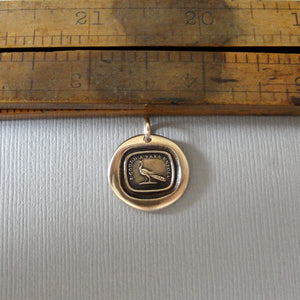 I Could A Tale Unfold Wax Seal Pendant - Peacock Antique Bronze Jewelry Story Teller Writer