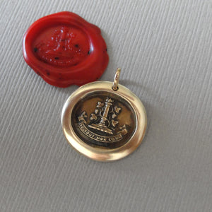 Love You With All My Heart - Wax Seal Pendant Eternal Flames of Fire Bronze Jewelry