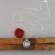 Load image into Gallery viewer, I Will Return Wax Seal Necklace In Silver - Sunset Mountains Antique Wax Seal Charm Jewelry
