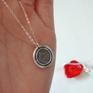 Quiet Without Active Within - Silver Wax Seal Necklace Keep Calm - RQP Studio