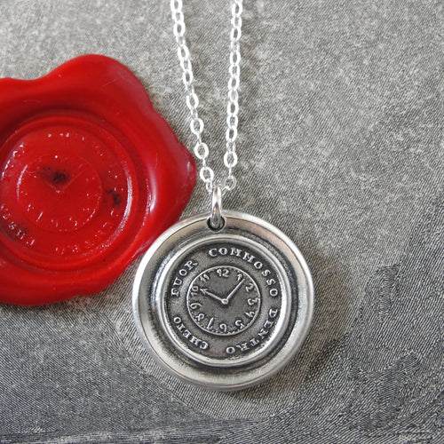 Quiet Without Active Within - Silver Wax Seal Necklace Keep Calm - RQP Studio