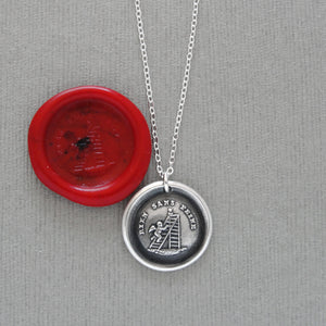 Nothing Without Effort - Wax Seal Necklace In Silver With Cupid - Antique Wax Seal Jewelry